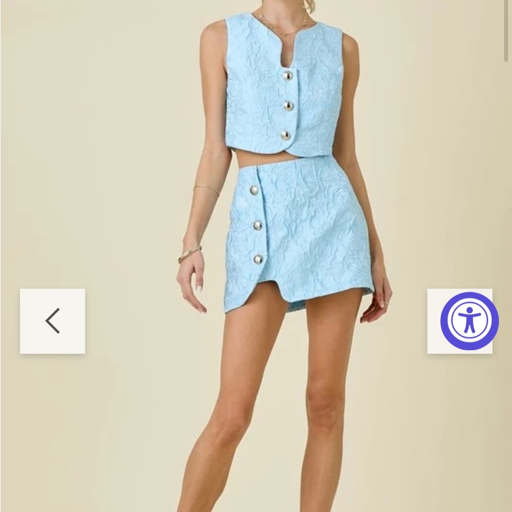 Light Blue Textured Two-Piece Set Best for a Medium